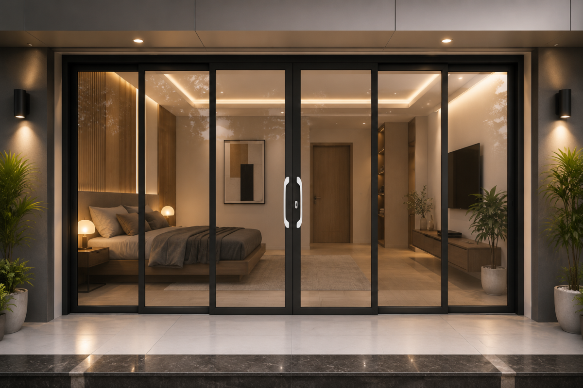 Cửa trượt quay 6 cánh CAD